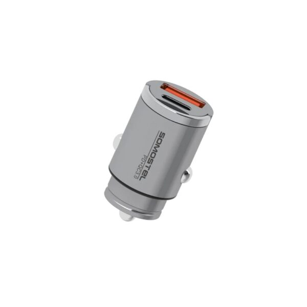 somostel ładowarka samochodowa usb / typ-c 5a 30w qc pd srebrny sms-a99