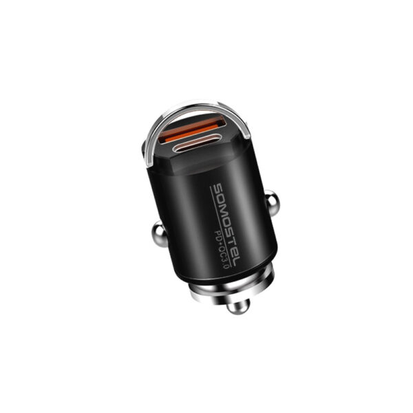 somostel ładowarka samochodowa usb / typ-c 5a 30w qc pd czarny sms-a40