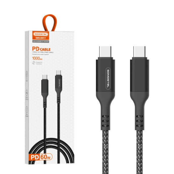 somostel kabel typ-c - typ-c 60w czarny pd+pps 1m sms-bw17