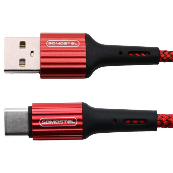 somostel kabel usb - typ-c 3.6a 40w 1m quick charge qc3.0 czerwony powerline sms-bw06