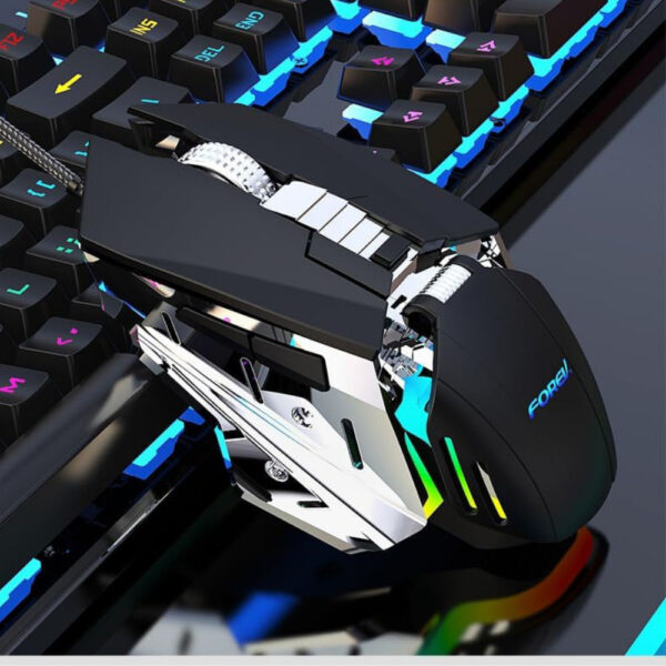 forev mysz przewodowa mechaniczna podswietlana gaming czarny fv-507