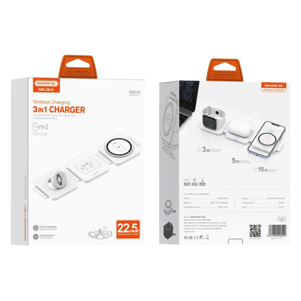 somostel ładowarka bezprzewodowa indukcyjna typ-c 22.5w 1m magsafe biały sms-zb18