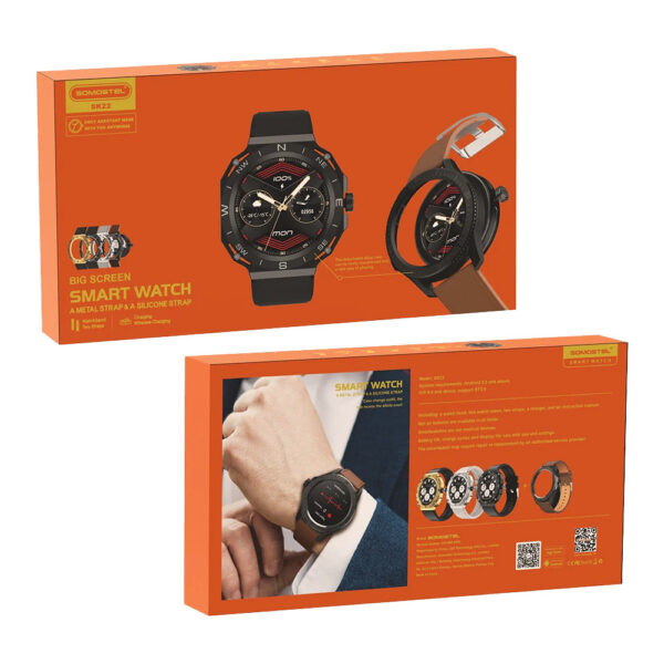 somostel zegarek smartwatch +2 koperty metalowe czarny sms-sk22