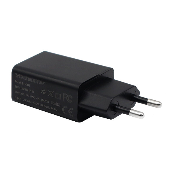 denmen ładowarka sieciowa usb + kabel usb - typ-c 2.4a 12w czarny dc01tb