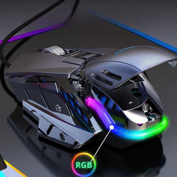 forev mysz przewodowa mechaniczna podswietlana gaming czarny fv-507
