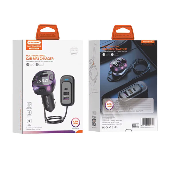 somostel transmiter 3x usb / 2x typ-c 3.1a qc pd czarny sms-a110