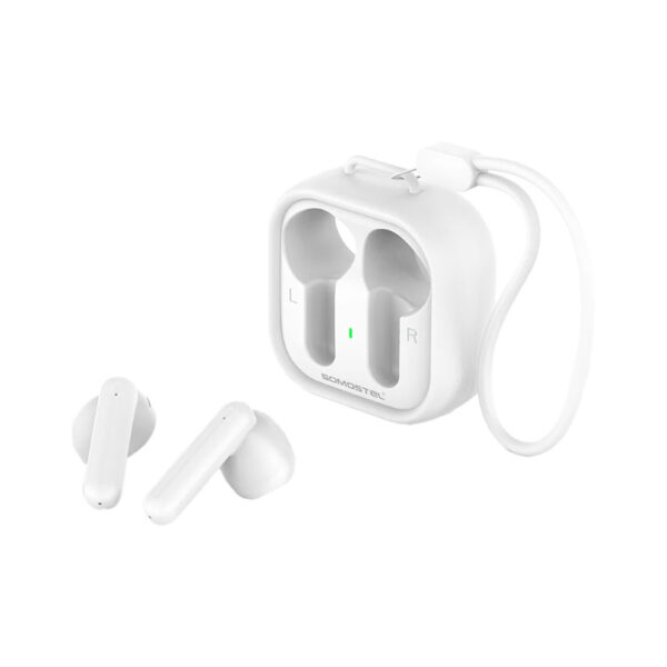 somostel słuchawki bluetooth douszne tws bt 5.0 biały stero sms-j41