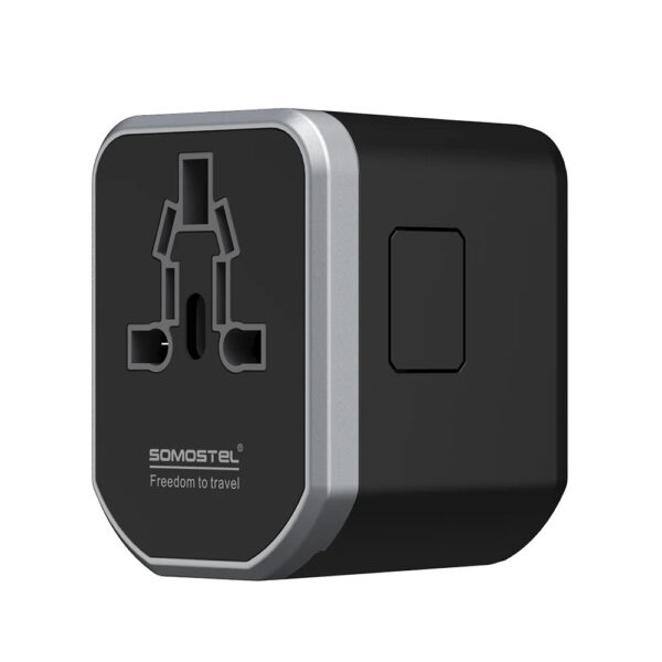 somostel adapter zasilania cały świat 2x usb / typ-c 20w qc pd czarny sms-q43