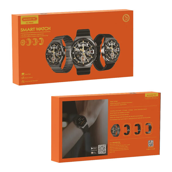 somostel zegarek smartwatch + 3 paski czarny sms-h4max