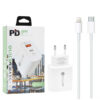 ecobox ładowarka sieciowa pax 20w biały usb+typ-c + kabel typ-c/lightning pd